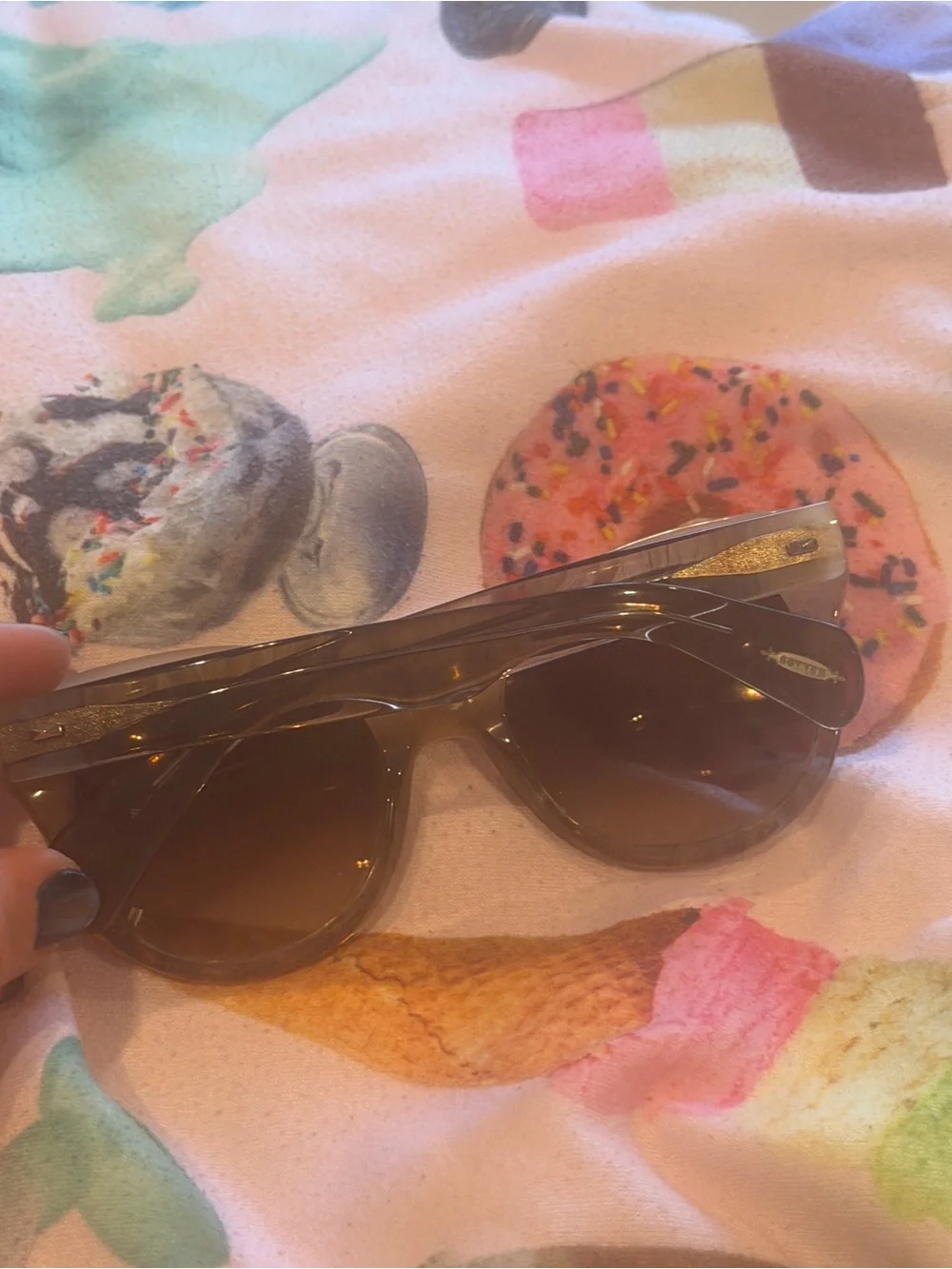 Oversized Round Gradient Sunglasses - Taupe Frame, Brown Lenses